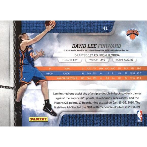 2009 Absolute Basketball Card - #41 David Lee - Picture 2 of 2